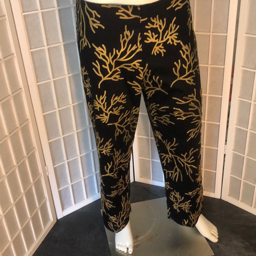 Black w/ Gold Sequin Coral  Design Pants Sz 6